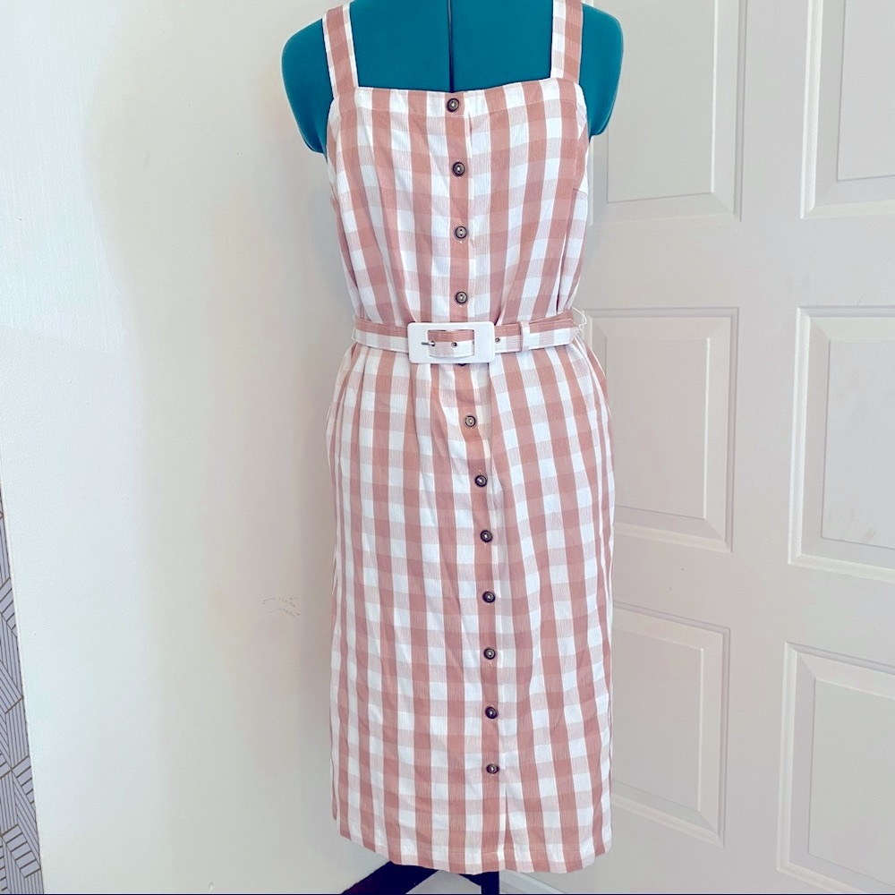 🥳NEW Modcloth Gingham Pencil Dress - Picture 1 of 16